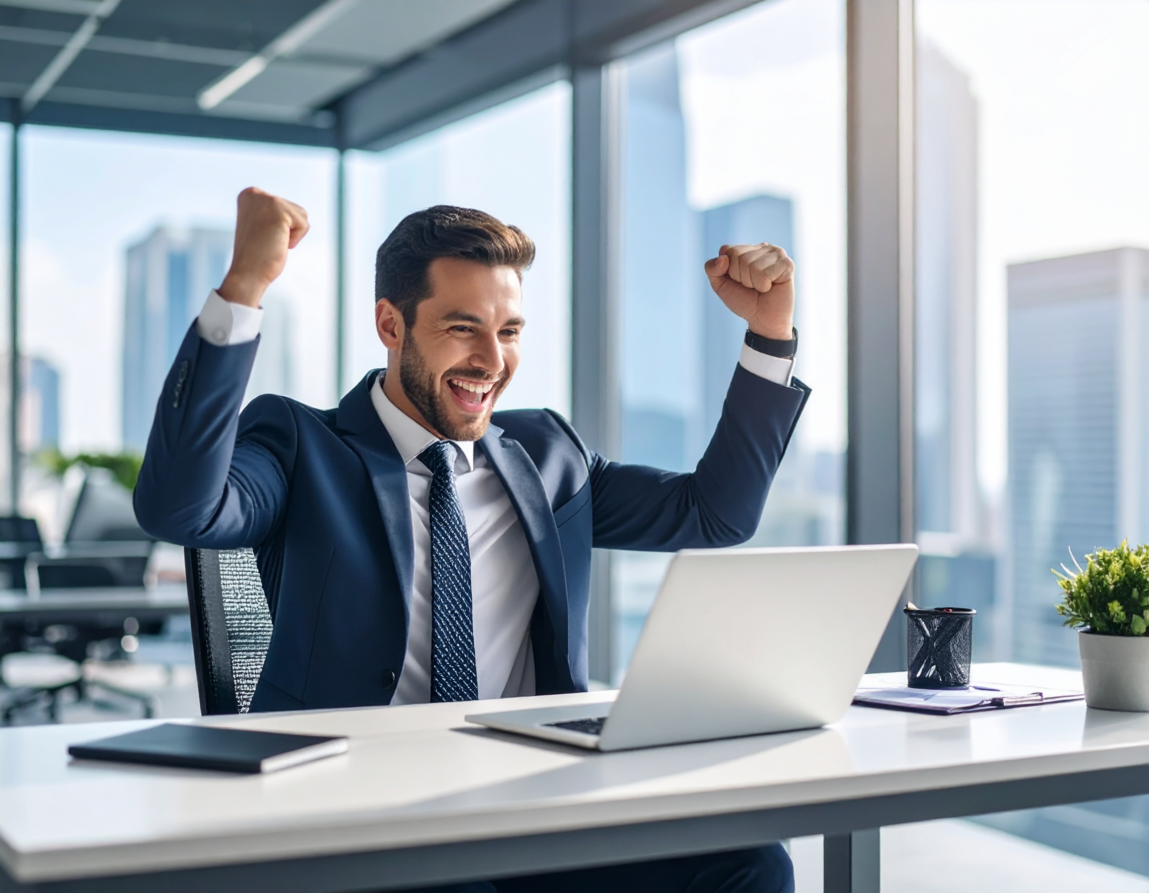 firefly_show-business-person-male-sitting-at-desk---using-email-to-send-and-conert-a-new-cust-758314 BEAM Automation | 3 CRM Hacks to Drive Sales This Week Without New Leads
