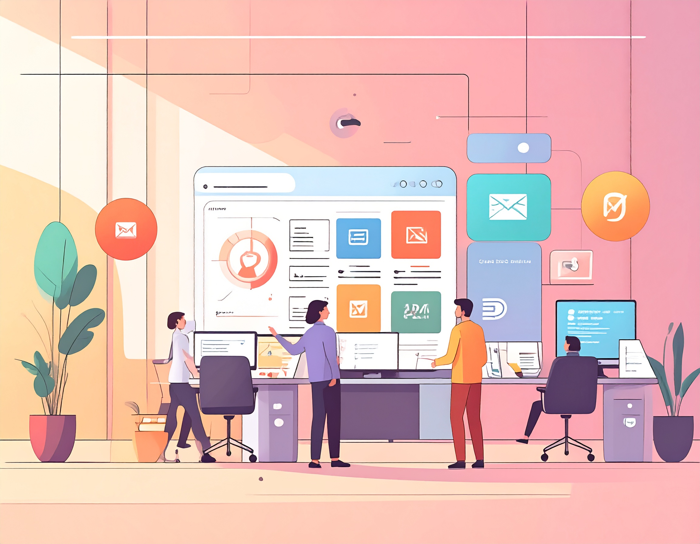 firefly_draw-an-image-like-this-that-show-cases-crm-automation-showing-people-computers-ph-690544 BEAM Automation | How CRM Automation can drive sales growth for Australian businesses